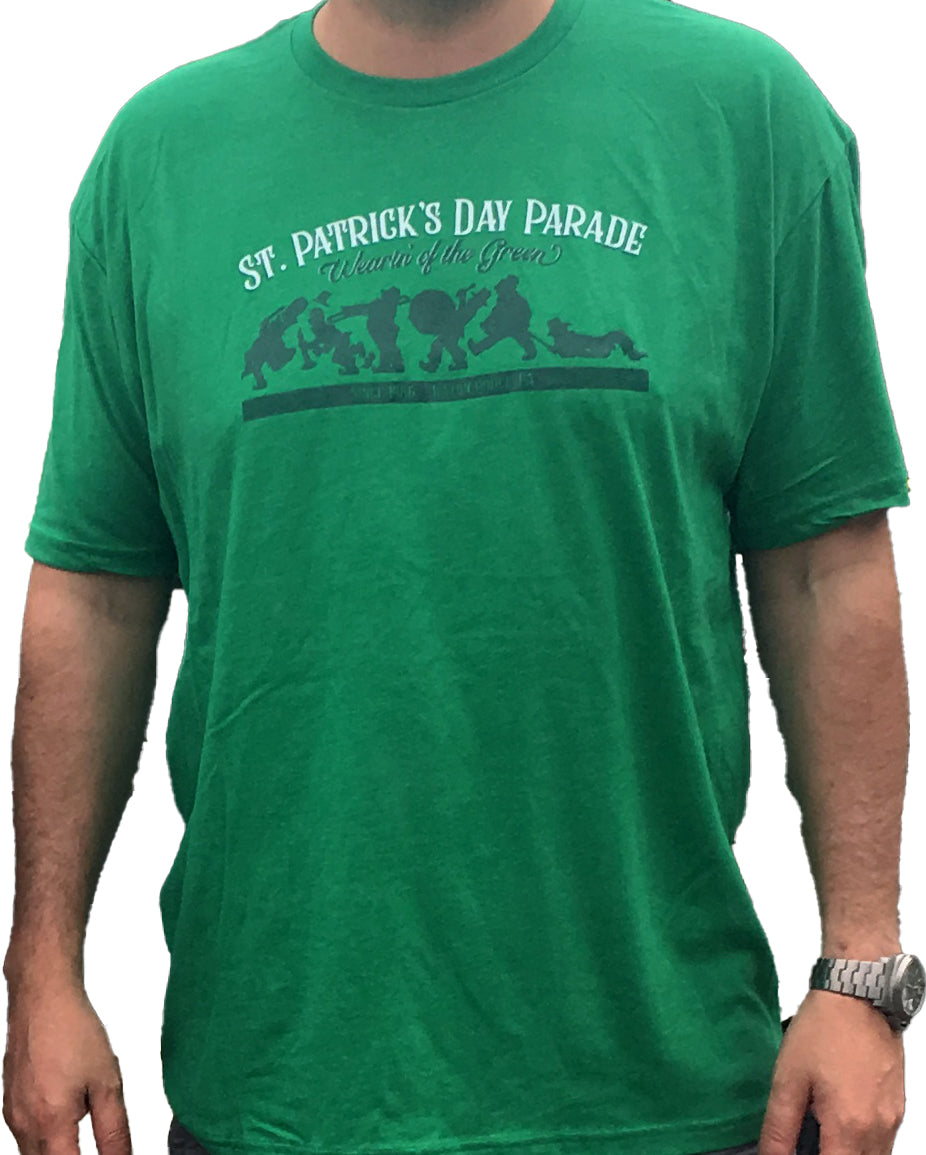 Photo of male in our unisex St. Patrick's Day tee shirt.